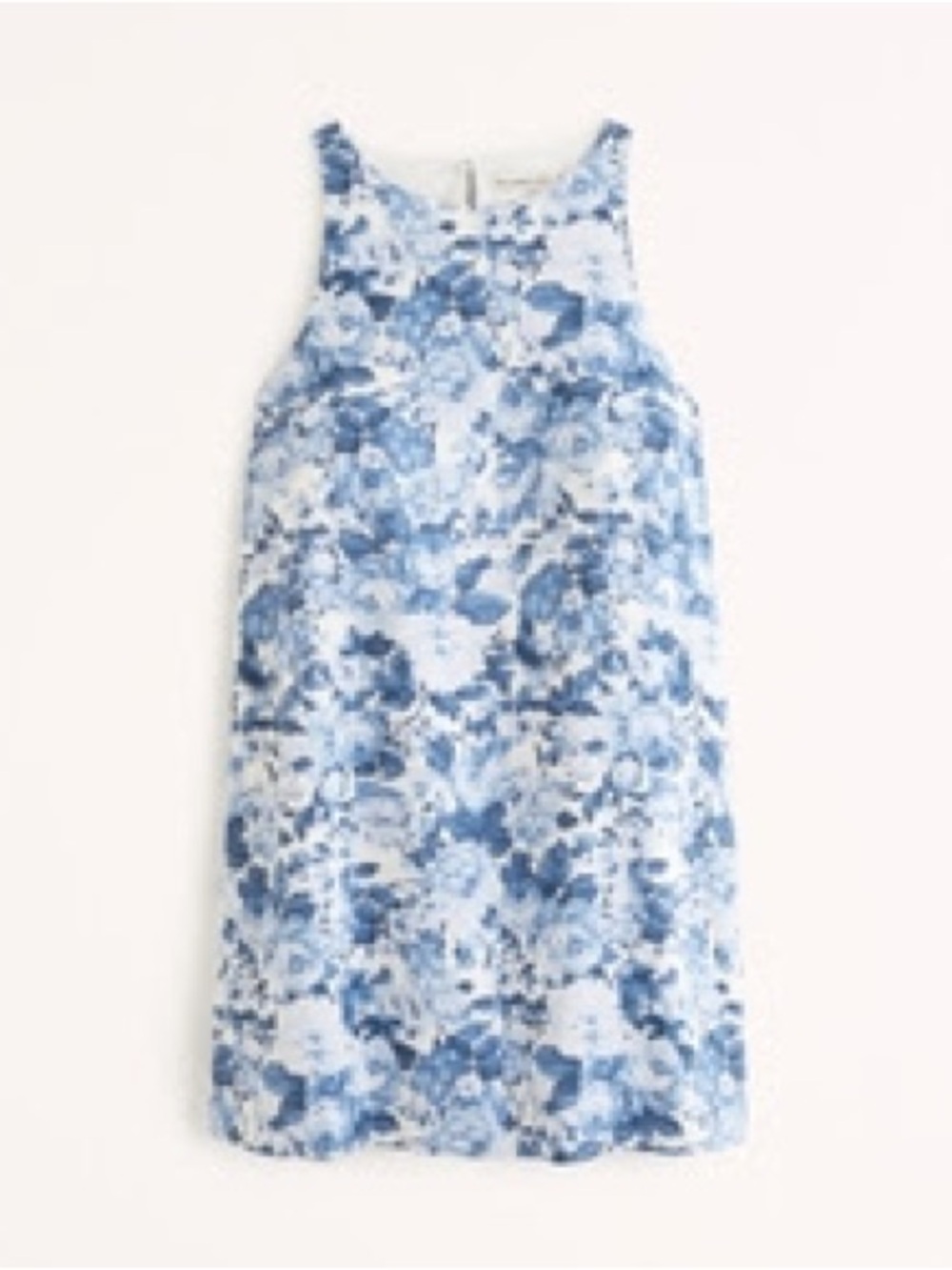 Abercrombie High-Neck Linen-Blend Mini Dress Navy Floral
